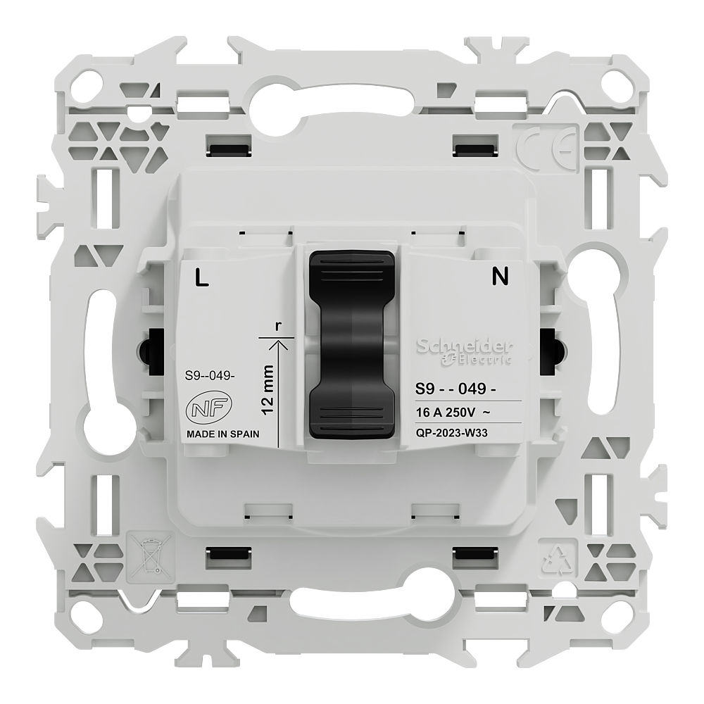 Odace prise 2P+T rénovation noir